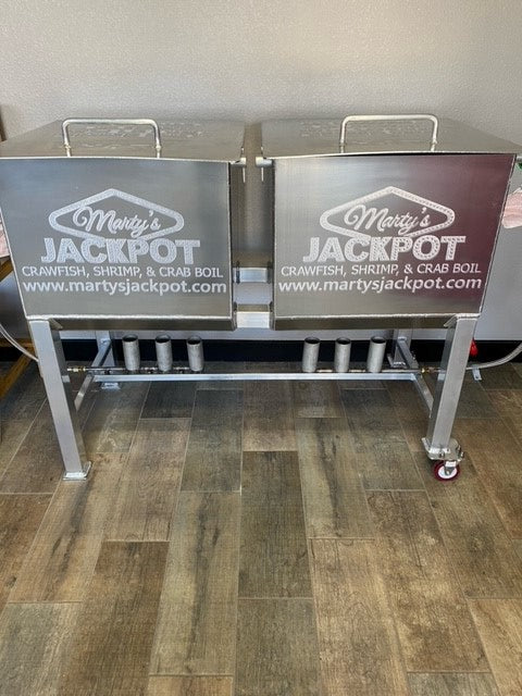Aluminum Boiler Crawfish Cooker Combo - Two 120 quart/ 30 gallon